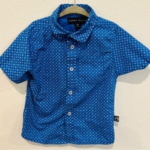 Perry Ellis Children's Button-Up Short Sleeve Shirt Blue Polk-a-dot 3T Formal